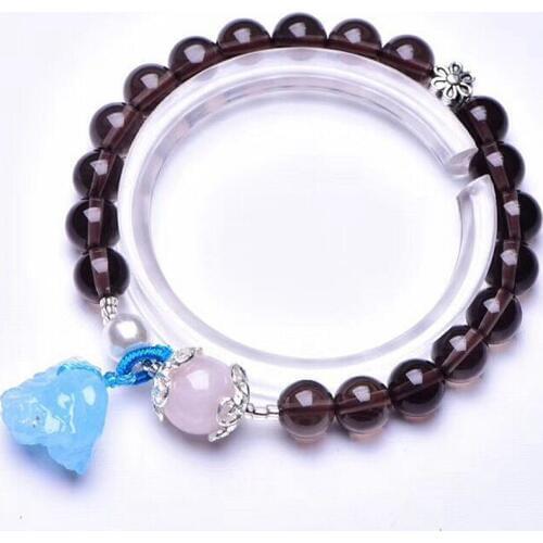 Natural ice obsidian single ring bracelet with sea blue treasure with the type of pendant fashion beautiful
