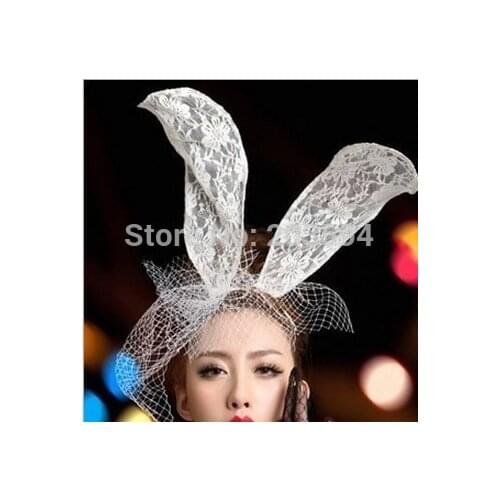 New 12Pcs Factory direct The latest personality white lace rabbit ear hairband stage photography license hair headdress