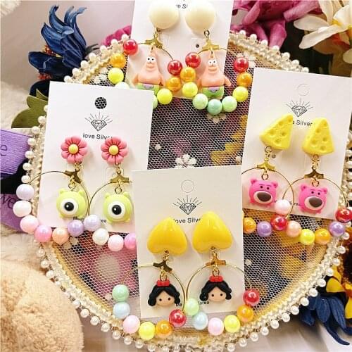 Disney New Arrival Anime Accessories Women Resin Cute Fashion Earrings Lotso Donald Duck Daisy Ear Pendants Snow White
