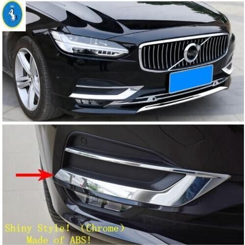 Front Bumper Fog Lights Lamps Panel Decoration Stripes Cover Trim ABS Chrome Exterior Refit Kit Fit For VOLVO S90 2017 2018 2019