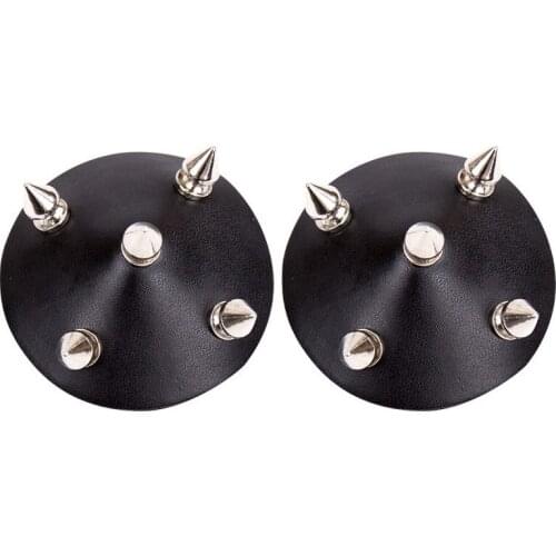 Torture play Clamps with chain metal leather rivet Nipple clips breast Bondage Restraints Accessory BDSM Fetish women sex toy