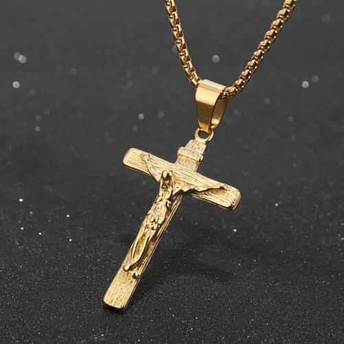 Gold Stainless Steel Saint Catholic Benedict Crucifix San Benedicto St Benedict Necklace Crucifix For Men Gift Jewelry