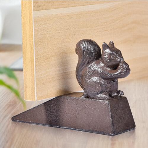 Handmade Antique Gold Cute Bird Cat Dog Frog Pig Squirrel Animal Figurines Designs Cast Iron Metal Floor Door Stop Rough Statue