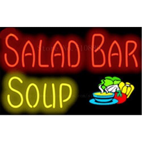 Salad Bar Soup NEON SIGN REAL GLASS BEER BAR PUB LIGHT SIGNS store display Restaurant shop food pizza Advertising Lights 17*14"