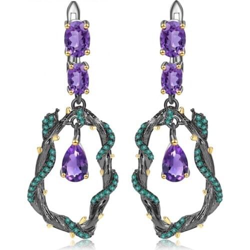 Natural amethyst S925 sterling silver jewelry jewelry Gemstone Earrings snake shaped earrings