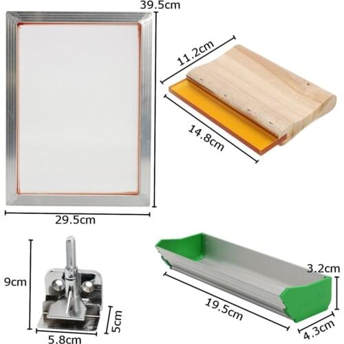 Silk Screen Printing Kit, Frame+Emulsion Scoop Coater+Squeegee+Clam, DIY