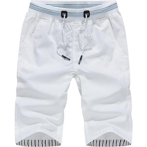 Mens Casual 100% Cotton Shorts, Summer Travel Beach Short for Men ,High Quality Loose Breathable Leisure Home White Shorts Male