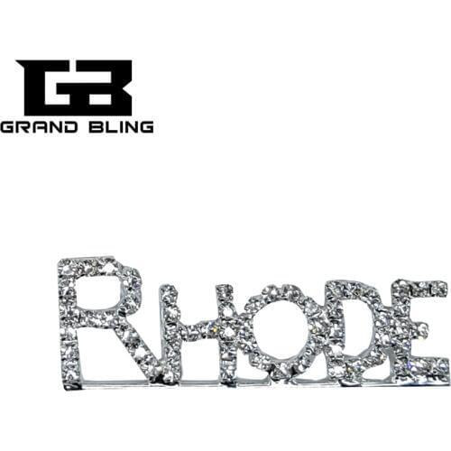 USA States Theme Gift Bling Rhinestone "RHODE" State Word Brooch Pin