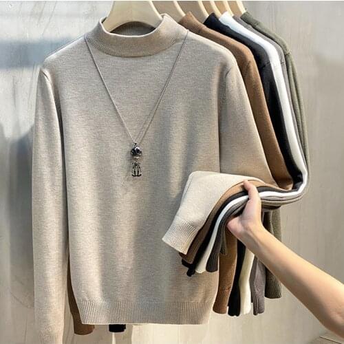 New Mens Sweater Winter Mock Neck Pullover Fashion Designer Sweater Mens Long Sleeve Sweats Ropa De Hombre 2021 Plus Size 4XL