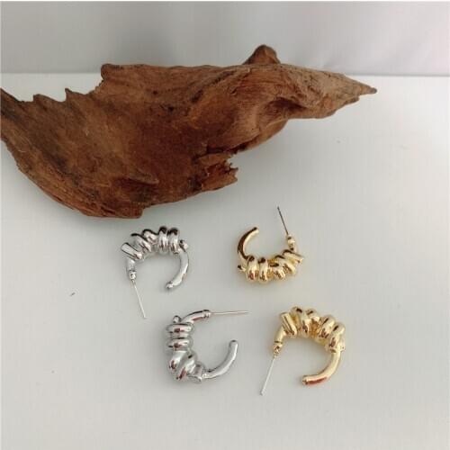 TIMEONLY Statement Twisted Metal Hoop Earring Korean Fashion Cahrm Earrings for Women Female Jewellery Anniversary Gift Street