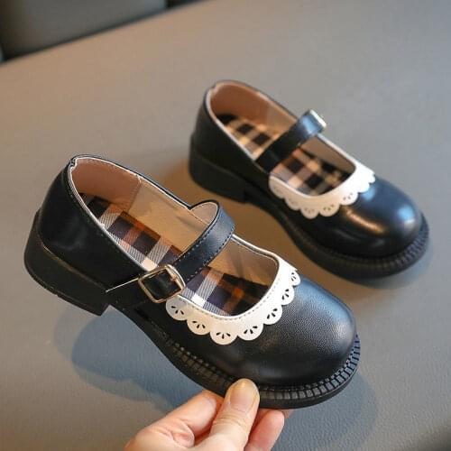 Girls Leather Shoes Basic Mary Janes Kids Shoes Flats Basic Baby Toddlers Anti-slippery Casual Shoes For Child Shoes Black Lady