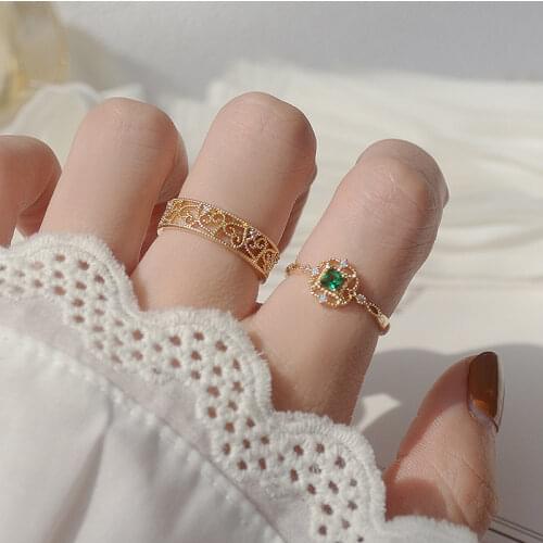 Shiny Side New Accessories Crystal Pierced Geometric Adjustable Rings for Women Simple Style Zirconia Gift Rings