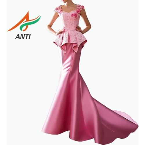 ANTI Fashion Pink Mermaid Prom Dresses 2019 for African Black Girls Satin Beaded Real Pictures vestidos largos de fiesta de gala