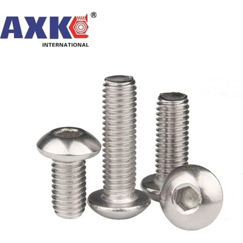 10pcs UNC 10#-24 1/4-20 US Coarse Thread 304 A2-70 stainless steel Allen Hex Hexagon Socket Button Head Round Screw Bolt ISO7380