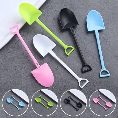 100pcs Plastic Spoon Disposable Tableware Shovel Shape Ice Cream Spoon Dessert Shop Pudding Use Creative Portable Party Supplies