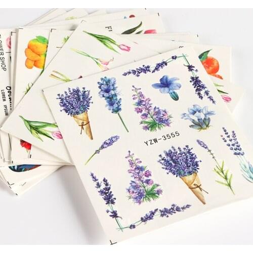 12 Sheet Fruit Water Transfer Nail Sticker Decals Cute Strawberry Lemon Avocado Slider For Summer Designs Nails Art Decorations
