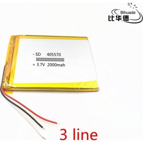 3 line 10pcs/lot 3.7V 2000mAh 405570 Lithium Polymer Li-Po li ion Rechargeable Battery cells For Mp3 MP4 MP5 GPS