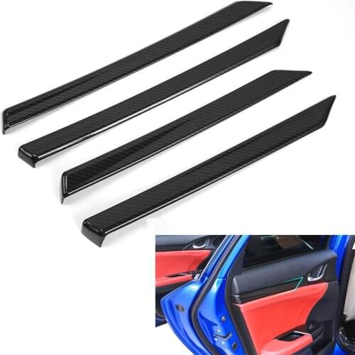 4Pcs/set Carbon Fiber ABS Car Interior Door Panel Decoration Strips Trim Cover Styling For Honda Civic 2016 2017 LHD
