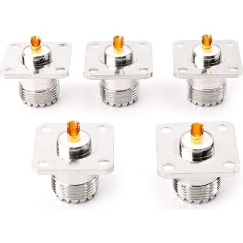5pcs UHF SO239 Female Flange Panel Chassis Deck Mount Adapter Connector Straight