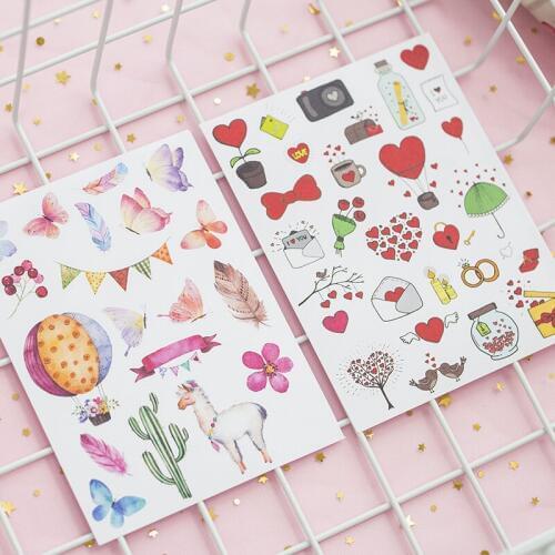 8 sheets/pack Kawaii Fresh style Flower Adhesive Stickers DIY Decoration Stickers PET Stationery Stickers Escolar Papelari