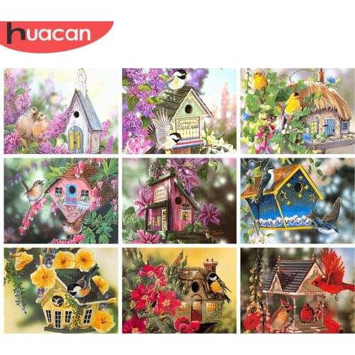 HUACAN 5D DIY Diamond Painting Bird Mosaic House Full Square Drill Diamond Embroidery Cross Stitch Animal Home Decor Craft Kit
