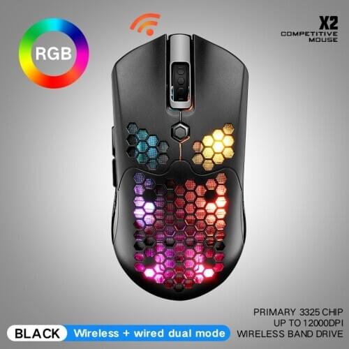 2.4G Wireless Mouse RGB Gaming Mouse With 800-12000 Adjustable DPI 7 Buttons Honeycomb Hollowing For Laptop Desktop