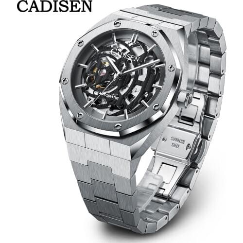 CADISEN Men Watches Mechanical Automatic Japan NH70A Hollow out Design Watch Men 100M Waterproof Sport Watch Relogio Masculino