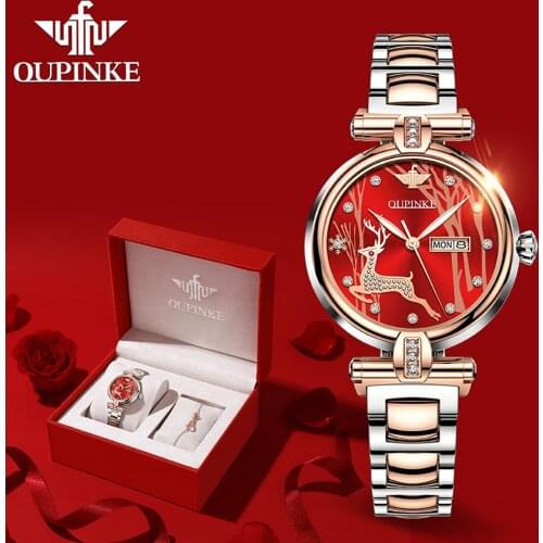New Fashion OUPINKE Luxury Brand Women Mechanical Watch Watch Women Automatic Mechanical Watches for Women Gift for Women