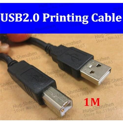 Black 1m USB 2.0 Printer cable High Speed Cable Cord Plug USB2.0 Printing Cable for printer -10pcs