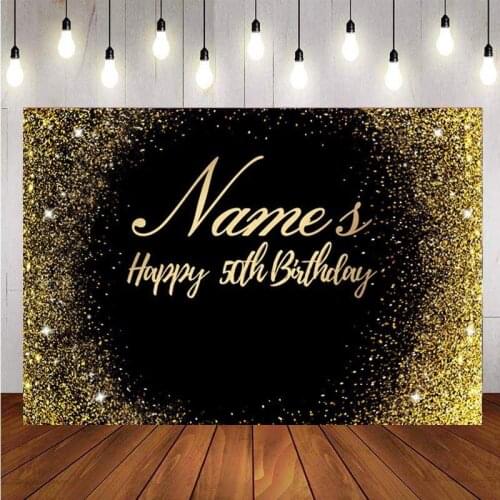 Customized Black Gold Glitter Backdrop Personalize Birthday Party Photo Background Photo Studio Prop Banner Decoration Supplies
