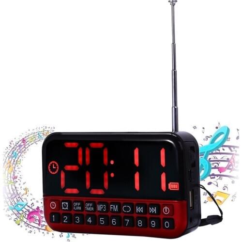 Digital Alarm Clock LED Display Radio music MP3 Speaker Travel Snooze func wireless Antenna Office Home For Parent The Aged