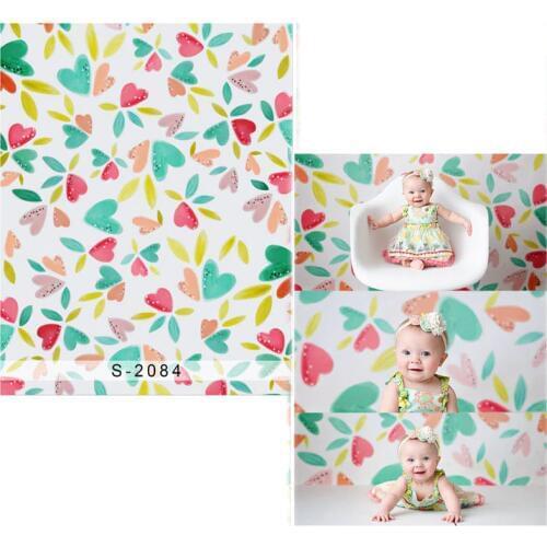 DAWNKNOW Heart Flower Vinyl Photography Background For Newborn Colorful Polyester Backdrop For Baby Photo Studio 2084