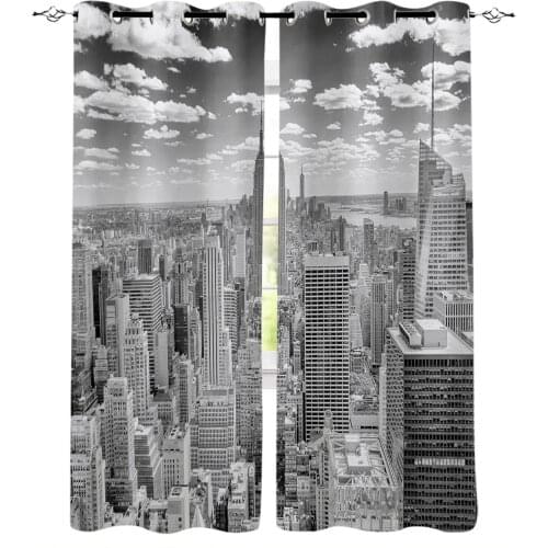 Grey New York City Gray Windows Curtains For Living Room Bedroom Decorative Kitchen Curtains Drapes Treatments