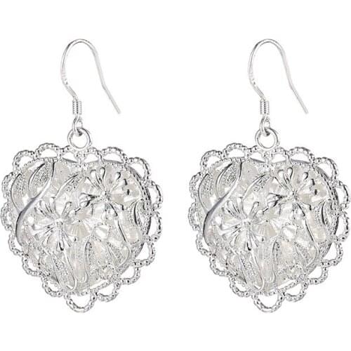 Elegance Simple European and American Heart Shape Silver Plated Earrings Charm Ladies Fashion Jewelry Earrings For Women Gifts