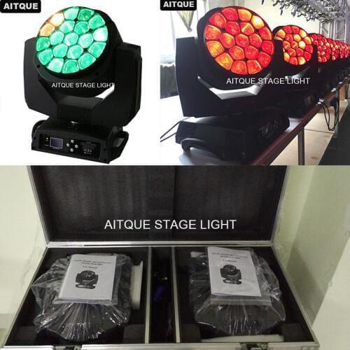 Flight case)Stgae effect lyre led zoom big bee eye beam moving 19x15w mobile head bee eye moving head light flight case