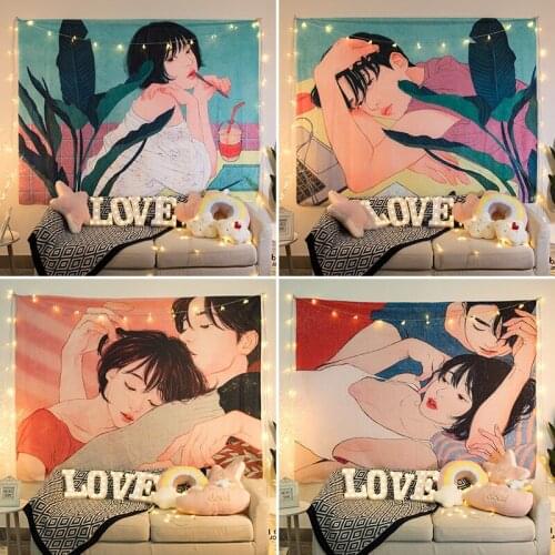 Ins Wind Background Cloth Dormitory Bedside Wall Hanging Cloth Girl Couples Room Net Red Bedroom Bedside Decorative Tapestry