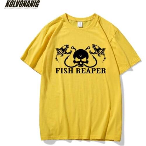 Fish Reaper Skull Hooks Hunting Catfish Graphic Oversized T-Shirts Summer Homme Fisherman Anime Clothes Tee Shirt Tops Bones