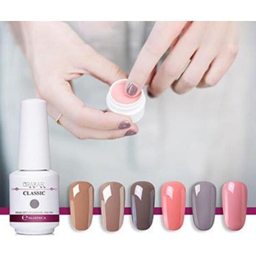 Gel Nail Polish 6PCS/Set Decent Luxury Set Series Elegant Nail Art Color Black White Pastel Grays Glitter Pink Manicure Kit Gel
