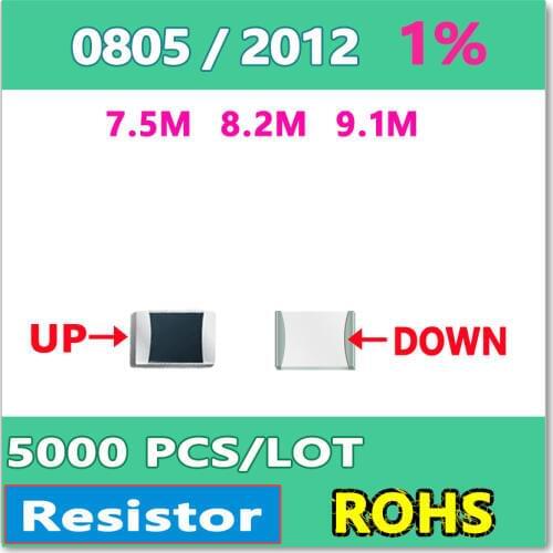 JASNPROSMA OHM 0805 F 1% 5000pcs 7.5M 8.2M 9.1M smd 2012 Resistor