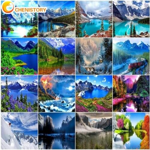 CHENISTORY 5D DIY Diamond Painting Scenery Lake Rhinestone Picture Diamond Embroidery Landscape Diamond Mosaic Home Decor Gift