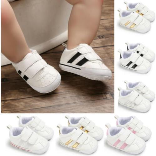 Newborn Baby Boy Girl Crib Shoes Faux Leather Infant Toddler Pre Walker Sneakers New