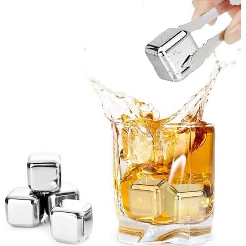 304 Stainless Steel Quick-Frozen Ice Whiskey Ice Cubes 4-Piece Red Wine Ice Cube Ice Cube 4-Piece Boxed Wine Accessories