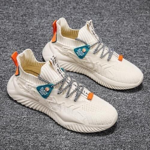 Lightweight Male Sneakers Socks Men Sport Shoes Mens Running Shoes Mens Summer Sports Shoes Beige Knit Scarpe Uomo GMD-0621