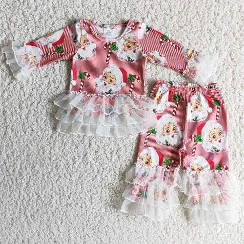 Hot Sale Kids Designer Clothes Girls Rompers Santa Claus Fashion Christmas Baby Girls Boutique Clothing Boys T-shirt Wholesale