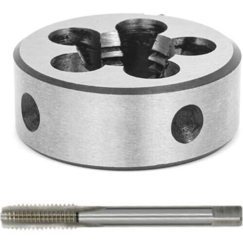 M10 x 1.00 Fine Thread Male Tap Tool Set Straight Grooved Wire Tap Round Die Hand Tool Accessories