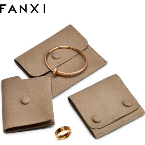 Mishitu Jewelry Bag Microfiber Bag Metal Snap Button Bag Jewelry Gift Packaging Bag Light Luxury Packaging Jewelry Storage Bag