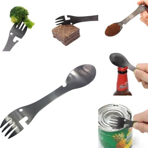 Fruit Vegetables Fork Stainless Steel Multifunctional Fork Spoon Bottle Opener Knife Can Opener Five In One Cutlery
