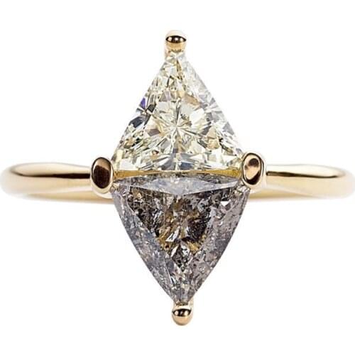 Fashoin Jewelry Gold Plated White Zircon Wedding Band Engagement Rings Bridal Ring Set