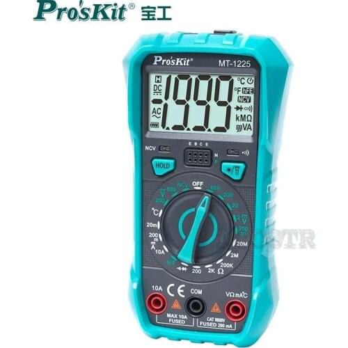 ProsKit MT-1225-C Multimeter 3-1/2 Multifunctional Burn-Proof Digital Tester For ACV DCA DCV Resistance Diode Continuity Test