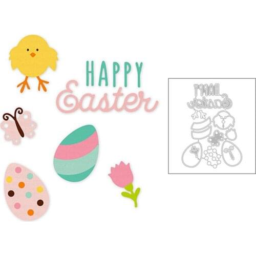 2020 New Easter Happy Eggs Chickens Butterfly Flower and Word Metal Cutting Dies For Greeting Card Scrapbooking Making No Stamps